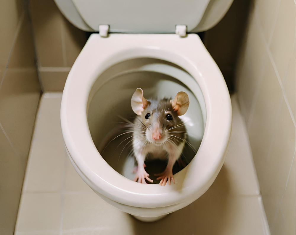 In Moerwijk komen de ratten via de wc omhoog (afbeelding gemaakt met AI)
